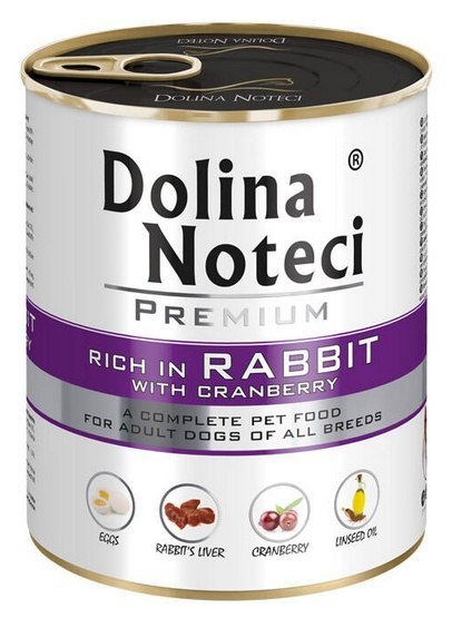 Dolina Noteci Premium Pies Królik i żurawina puszka 800g Dolina Noteci Premium Pies Królik i żurawina puszka 800g