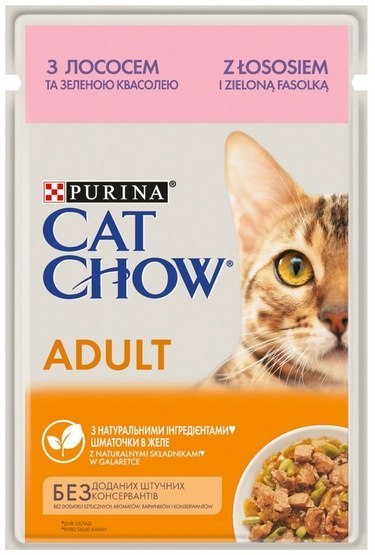 Purina Cat Chow Łosoś i zielona fasolka saszetka 85g Purina Cat Chow Łosoś i zielona fasolka saszetka 85g