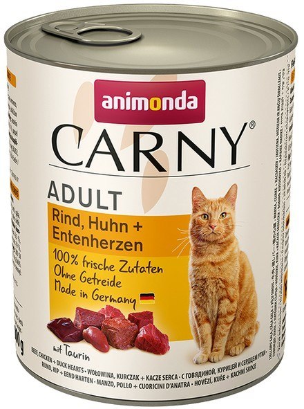 Animonda Carny Adult Wołowina, Kurczak + Kacze serca puszka 800g Animonda Carny Adult Wołowina, Kurczak + Kacze serca puszka 800g