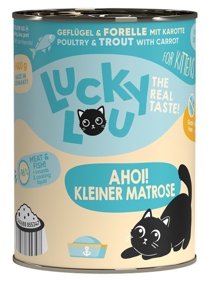 Lucky Lou Lifestage Kitten Drób i pstrąg puszka 400g Lucky Lou Lifestage Kitten Drób i pstrąg puszka 400g