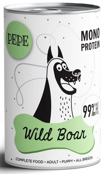 Paka Zwierzaka PEPE Wild Boar (dzik) puszka 400g Paka Zwierzaka PEPE Wild Boar (dzik) puszka 400g
