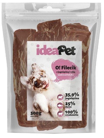 IdeaPet Fileciki z jagnięciną i rybą 500g IdeaPet Fileciki z jagnięciną i rybą 500g