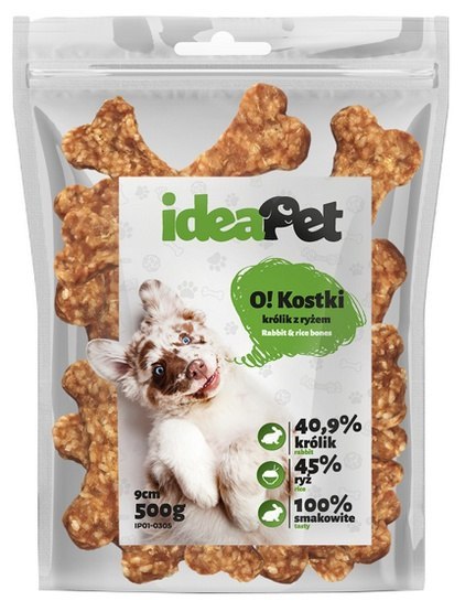 IdeaPet Kostki królik z ryżem 9cm 500g IdeaPet Kostki królik z ryżem 9cm 500g