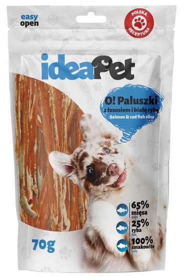 IdeaPet O! Paluszki z łososiem i białą rybą 70g IdeaPet O! Paluszki z łososiem i białą rybą 70g