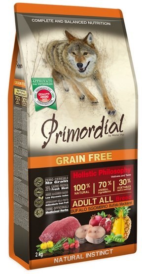 Primordial Dog Grain Free Adult Buffalo & Mackerel 2kg Primordial Dog Grain Free Adult Buffalo & Mackerel 2kg