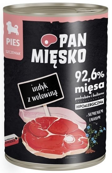 Pan Mięsko Karma mokra dla szczeniąt Indyk z wołowiną puszka 400g Pan Mięsko Karma mokra dla szczeniąt Indyk z wołowiną puszka 400g