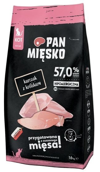 Pan Mięsko Karma sucha dla kociąt - kurczak i królik chrupki XS 1,6kg Pan Mięsko Karma sucha dla kociąt - kurczak i królik chrupki XS 1,6kg