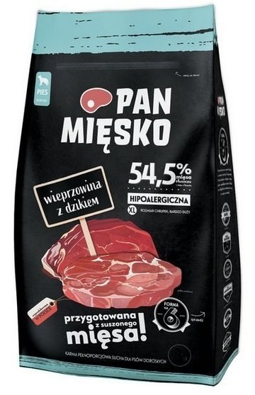Pan Mięsko Karma sucha dla psa - wieprzowina i dzik chrupki XL 20kg Pan Mięsko Karma sucha dla psa - wieprzowina i dzik chrupki XL 20kg