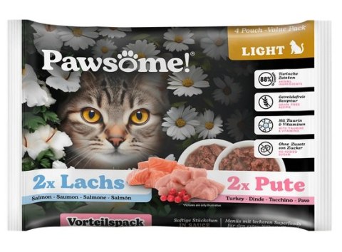 Pawsome Adult Light Lachs/Pute - łosoś/indyk saszetki 4x85g Pawsome Adult Light Lachs/Pute - łosoś/indyk saszetki 4x85g