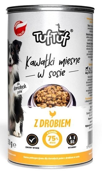 TUF TUF Kawałki mięsne z drobiem dla psa puszka 415g TUF TUF Kawałki mięsne z drobiem dla psa puszka 415g