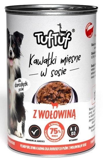 TUF TUF Kawałki mięsne z wołowiną dla psa puszka 415g TUF TUF Kawałki mięsne z wołowiną dla psa puszka 415g