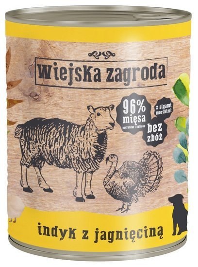 Wiejska Zagroda Indyk z jagnięciną puszka 800g Wiejska Zagroda Indyk z jagnięciną puszka 800g