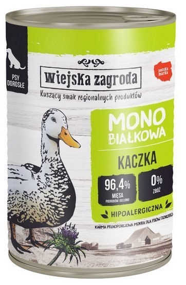 Wiejska Zagroda Monobiałkowa Kaczka puszka 400g Wiejska Zagroda Monobiałkowa Kaczka puszka 400g