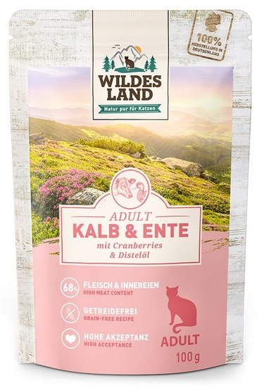 Wildes Land Cat Classic Adult Kalb & Ente saszetka 100g Wildes Land Cat Classic Adult Kalb & Ente saszetka 100g