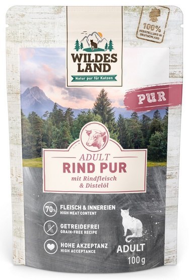 Wildes Land Cat Classic Adult Rind Pur saszetka 100g Wildes Land Cat Classic Adult Rind Pur saszetka 100g