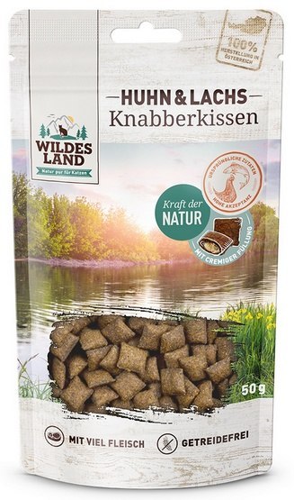 Wildes Land Cat Knabberkissen Huhn & Lachs 50g Wildes Land Cat Knabberkissen Huhn & Lachs 50g