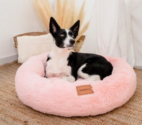 MIMIKO Pets Legowisko Shaggy okrągłe XL 75cm różowe MIMIKO Pets Legowisko Shaggy okrągłe XL 75cm różowe