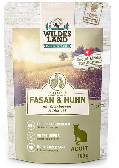 Wildes Land Cat Classic Adult Fasan & Huhn saszetka 100g Wildes Land Cat Classic Adult Fasan & Huhn saszetka 100g