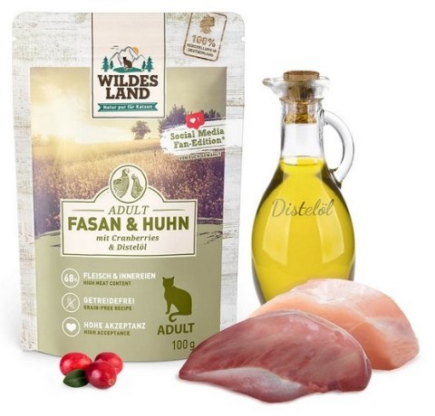 Wildes Land Cat Classic Adult Fasan & Huhn saszetka 100g Wildes Land Cat Classic Adult Fasan & Huhn saszetka 100g