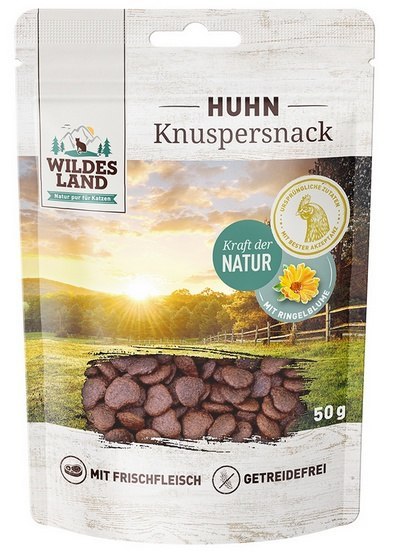 Wildes Land Cat Knuspersnack Huhn & Ringelblum 50g Wildes Land Cat Knuspersnack Huhn & Ringelblum 50g