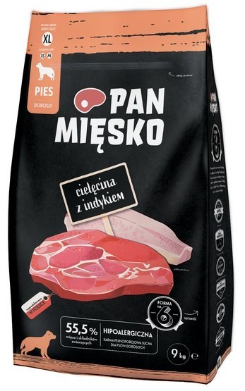 Pan Mięsko Karma sucha dla psa - cielęcina i indyk chrupki XL 9kg Pan Mięsko Karma sucha dla psa - cielęcina i indyk chrupki XL 9kg