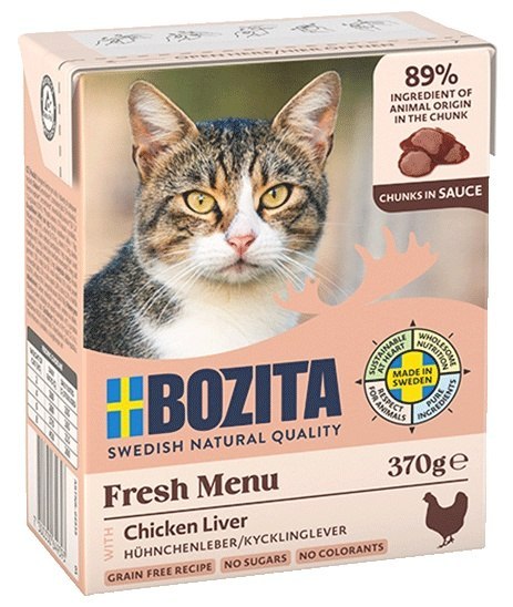 Bozita z Wątróbką Kurczaka kawałki w sosie kartonik 370g Bozita z Wątróbką Kurczaka kawałki w sosie kartonik 370g