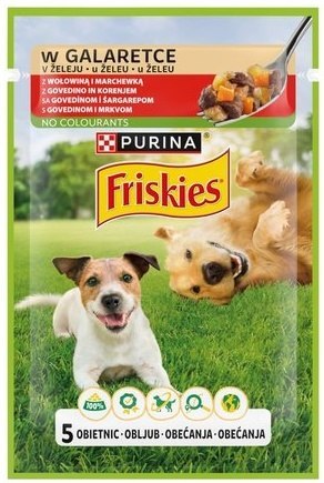 Friskies Dog Adult Wołowina i marchewka w galaretce saszetka 85g Friskies Dog Adult Wołowina i marchewka w galaretce saszetka 85g