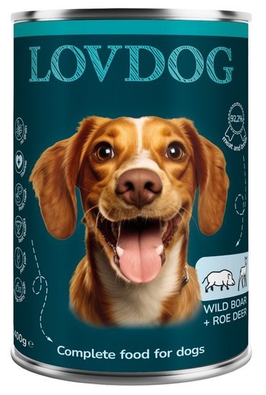Lovdog Wild Boar & Roe Deer puszka 400g Lovdog Wild Boar & Roe Deer puszka 400g