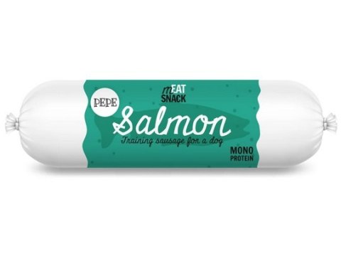 Paka Zwierzaka PEPE Kiełbaska Salmon (łosoś) 200g Paka Zwierzaka PEPE Kiełbaska Salmon (łosoś) 200g