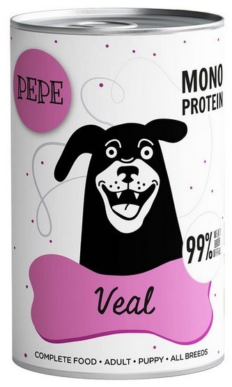 Paka Zwierzaka PEPE Veal (cielęcina) puszka 400g Paka Zwierzaka PEPE Veal (cielęcina) puszka 400g