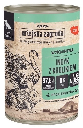 Wiejska Zagroda Indyk z królikiem puszka 400g Wiejska Zagroda Indyk z królikiem puszka 400g