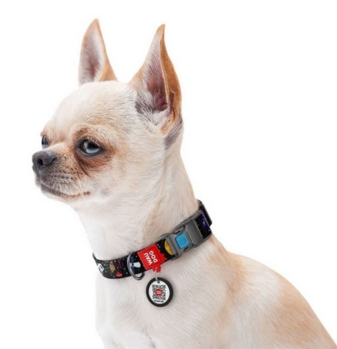 Collar WauDog Nylon Obroża nylonowa z QR-paszportem, plastikowy fastex, wzór NASA, 15mm/25-35cm Collar WauDog Nylon Obroża nylonowa z QR-paszportem, plastikowy fastex, wzór NASA, 15mm/25-35cm