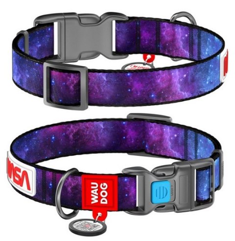 Collar WauDog Nylon Obroża nylonowa z QR-paszportem, plastikowy fastex, wzór NASA21, 15mm/25-35cm Collar WauDog Nylon Obroża nylonowa z QR-paszportem, plastikowy fastex, wzór NASA21, 15mm/25-35cm
