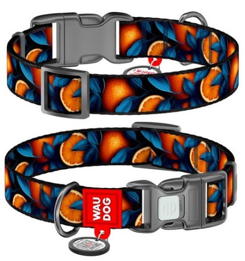Collar WauDog Nylon Obroża nylonowa z QR-paszportem, plastikowy fastex, wzór POMARAŃCZE, 20mm/28-40cm Collar WauDog Nylon Obroża nylonowa z QR-paszportem, plastikowy fastex, wzór POMARAŃCZE, 20mm/28-40cm