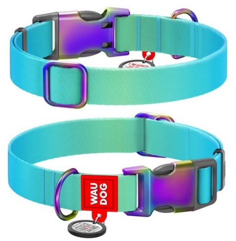 Collar WauDog Recycled Obroża nylonowa z QR-paszportem, gradient L 25mm/33-49cm niebieski Collar WauDog Recycled Obroża nylonowa z QR-paszportem, gradient L 25mm/33-49cm niebieski