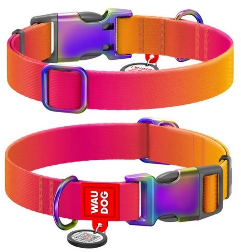 Collar WauDog Recycled Obroża nylonowa z QR-paszportem, gradient M 20mm x 28-40cm pomarańczowy Collar WauDog Recycled Obroża nylonowa z QR-paszportem, gradient M 20mm x 28-40cm pomarańczowy