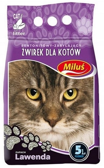 Miluś Lawenda żwir zbrylający bentonitowy 5L Miluś Lawenda żwir zbrylający bentonitowy 5L