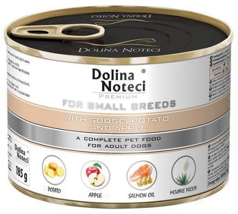 Dolina Noteci Premium Pies Mały Gęś, ziemniaki i jabłko puszka 185g Dolina Noteci Premium Pies Mały Gęś, ziemniaki i jabłko puszka 185g