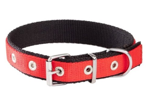Dingo Obroża taśma polipropylenowa podwójnie zszywana 2,5cm/60cm czerwono-czarna Dingo Obroża taśma polipropylenowa podwójnie zszywana 2,5cm/60cm czerwono-czarna