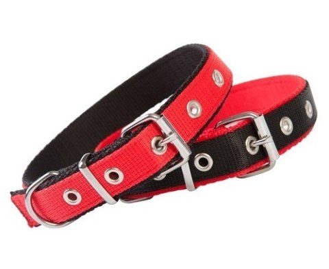 Dingo Obroża taśma polipropylenowa podwójnie zszywana 2,5cm/60cm czerwono-czarna Dingo Obroża taśma polipropylenowa podwójnie zszywana 2,5cm/60cm czerwono-czarna