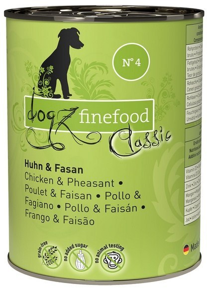 Dogz Finefood Classic N.04 Kurczak i bażant puszka 400g Dogz Finefood Classic N.04 Kurczak i bażant puszka 400g