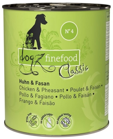 Dogz Finefood Classic N.04 Kurczak i bażant puszka 800g Dogz Finefood Classic N.04 Kurczak i bażant puszka 800g