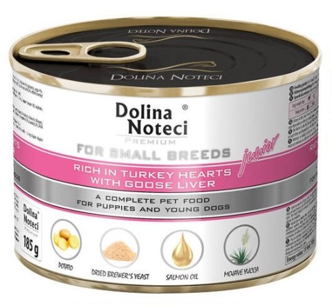 Dolina Noteci Premium Pies Mały Junior serca indyka i wątróbka z gęsi 185g Dolina Noteci Premium Pies Mały Junior serca indyka i wątróbka z gęsi 185g