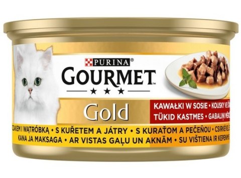 Gourmet Gold Kurczak i wątróbka w sosie 85g Gourmet Gold Kurczak i wątróbka w sosie 85g