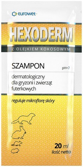 Hexoderm - szampon dermatologiczny dla gryzoni saszetka 20ml - 1 sztuka Hexoderm - szampon dermatologiczny dla gryzoni saszetka 20ml - 1 sztuka