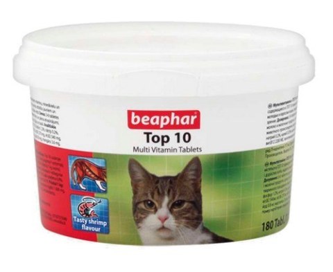 Beaphar TOP 10 Cat - preparat witaminowy z tauryną dla kota 180tabl. Beaphar TOP 10 Cat - preparat witaminowy z tauryną dla kota 180tabl.