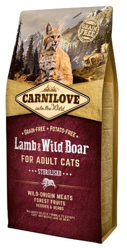 Carnilove Cat Lamb & Wild Boar Sterilised - jagnię i dzik 6kg Carnilove Cat Lamb & Wild Boar Sterilised - jagnię i dzik 6kg