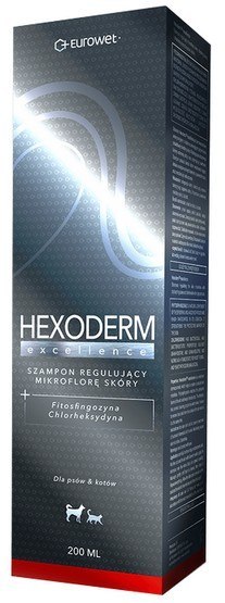 Hexoderm Excellence - szampon regulujący mikroflorę skóry z fitosfingozyną i chlorheksydyną dla kota i psa 200ml Hexoderm Excellence - szampon regulujący mikroflorę skóry z fitosfingozyną i chlorheksydyną dla kota i psa 200ml