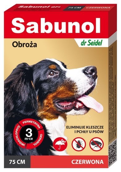 Sabunol GPI Obroża przeciw pchłom dla psa czerwona 75cm Sabunol GPI Obroża przeciw pchłom dla psa czerwona 75cm