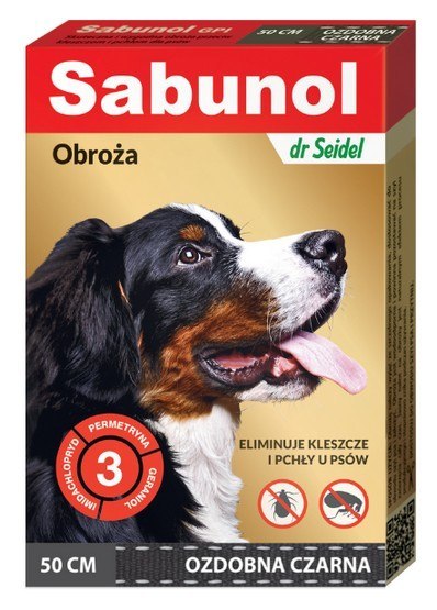 Sabunol GPI Obroża przeciw pchłom dla psa ozdobna czarna 50cm Sabunol GPI Obroża przeciw pchłom dla psa ozdobna czarna 50cm